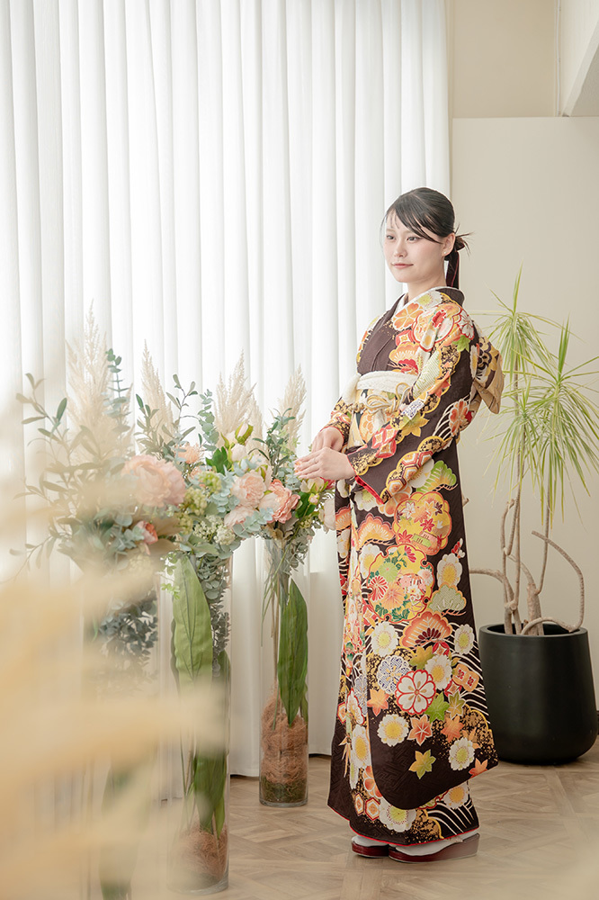 富士市成人式の記念写真撮影・フィーノ富士店のスタジオでの成人式後撮りの撮影